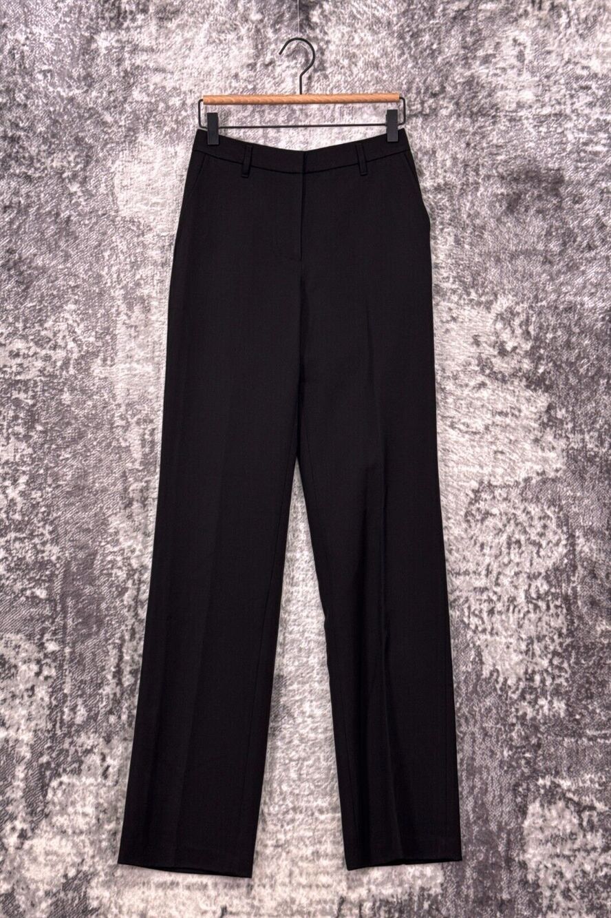 New Anine Bing Classic Pants 32 / US 2 Womens Black Wool Slim Straight Trouser